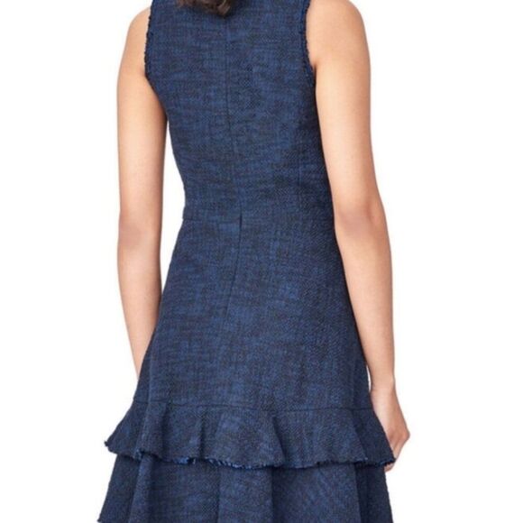 REBECCA TAYLOR Tweed Ruffle Hem Mini Dress, Royal Blue/Black, Size 2 - Picture 2 of 13